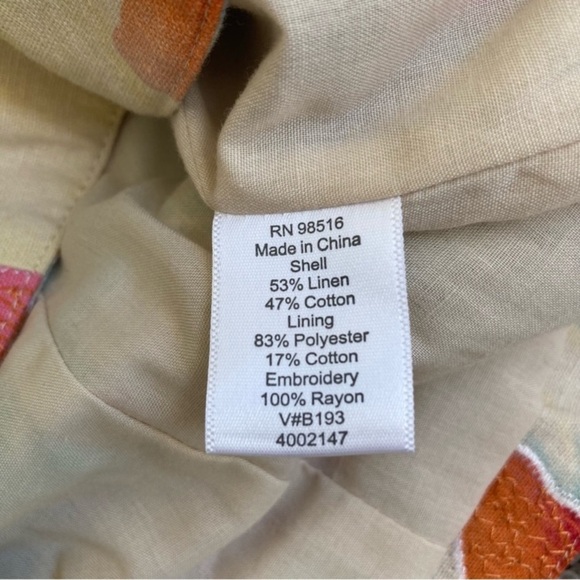 Coldwater Creek Colorful Floral Embroidered Linen Blend Boho Blazer Jacket Sz 8P - Picture 16 of 16